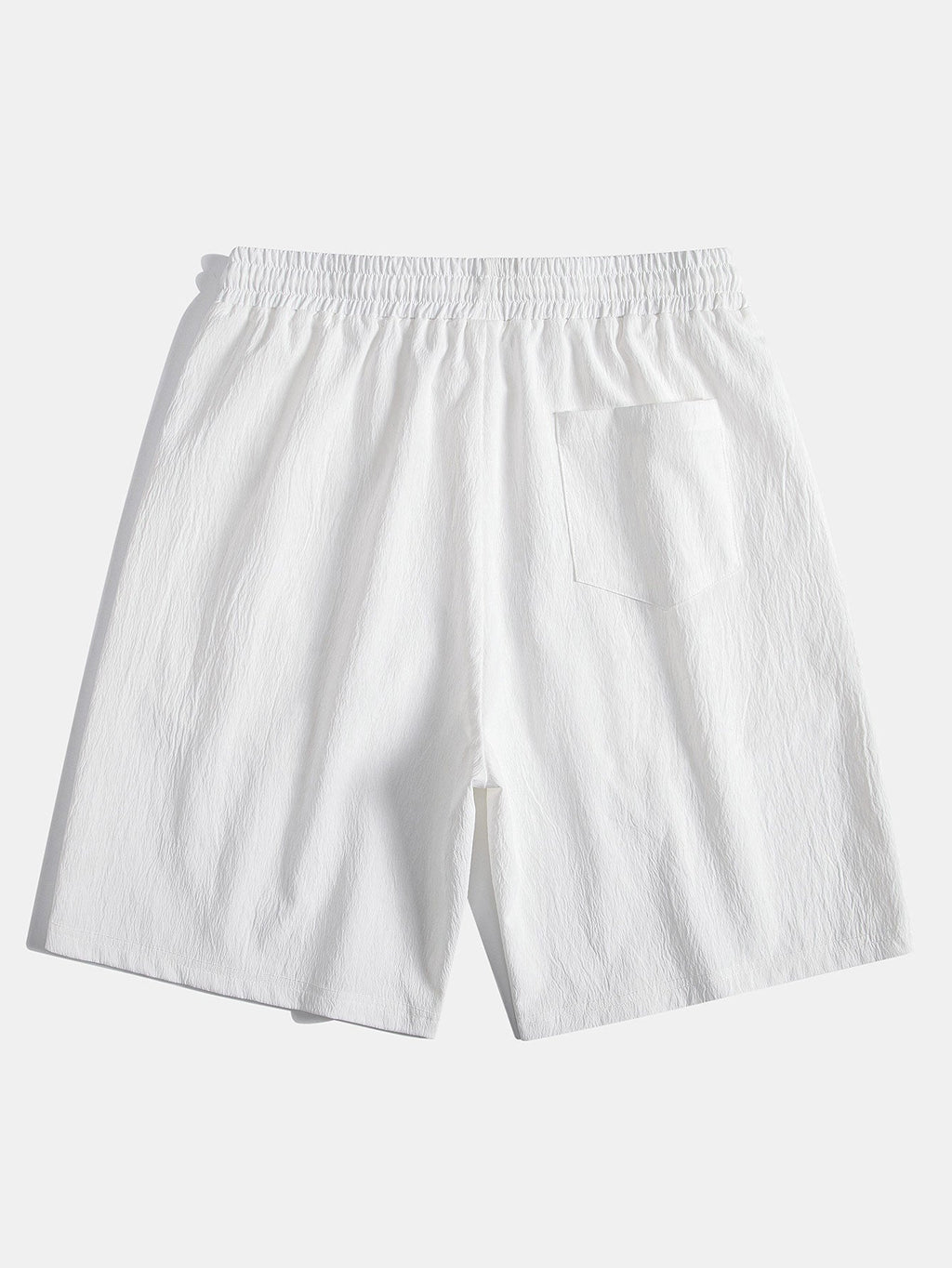 Geometric Striped Jacquard Button Up Shirt & Crinkled Textured Drawstring Shorts