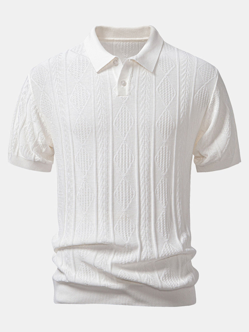Geometric Jacquard Knitted Polo Shirt & Slim Fit Tapered Trousers