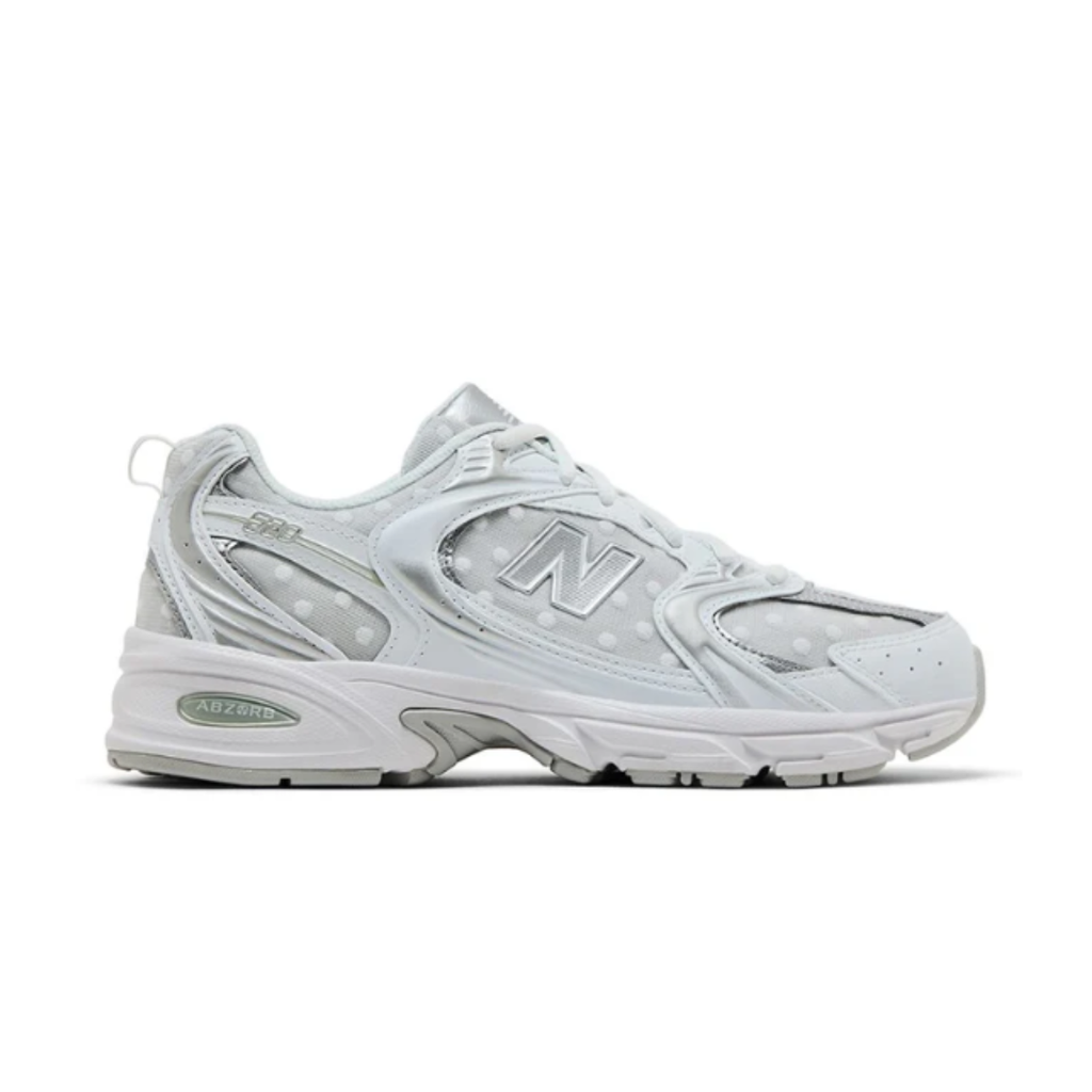 New Balance 530 White Silver Polka Dots – Women's Sneakers