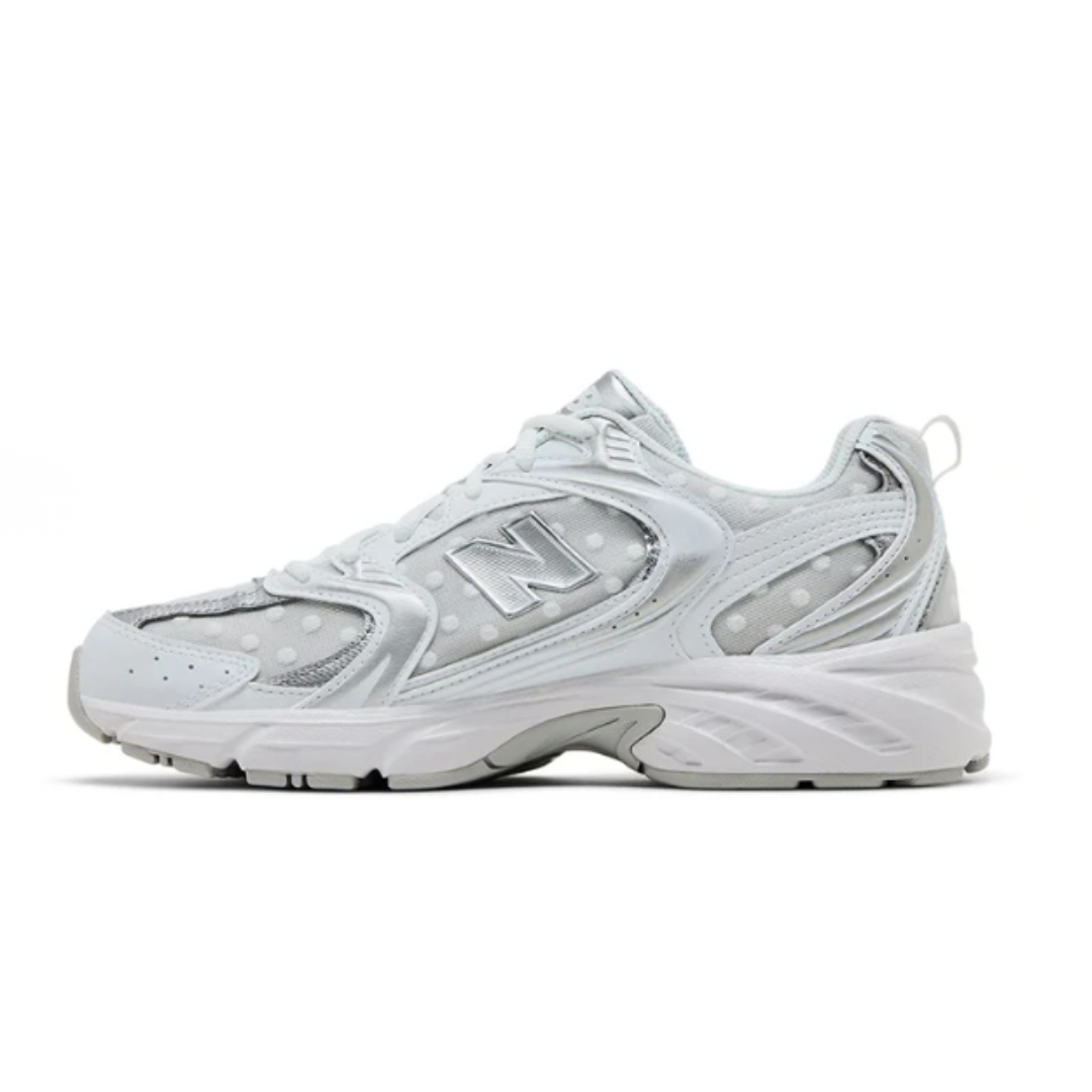 New Balance 530 White Silver Polka Dots – Women's Sneakers