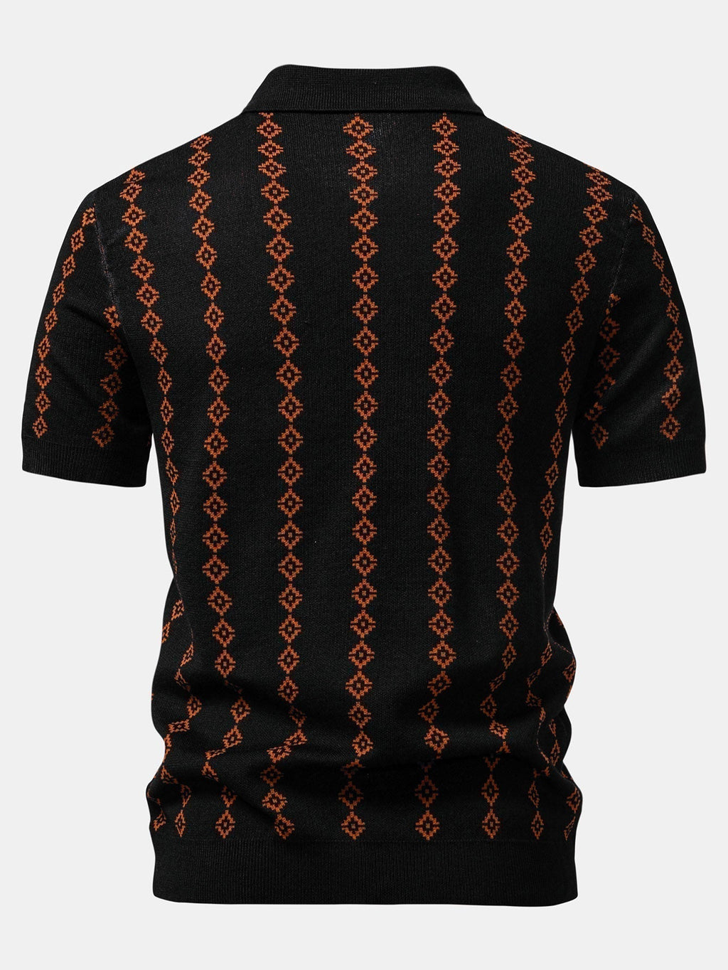 Geometric Knit V Neck Polo Shirt & Slim Fit Tapered Trousers