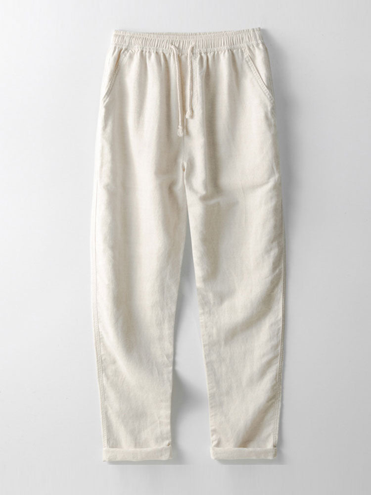 Geometric Striped Jacquard Button Up Shirt & Straight Leg Linen Pants