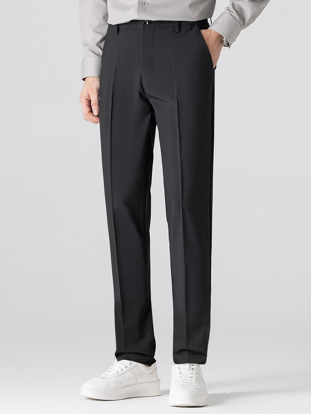 Long Sleeve Stripe Button Up Shirt & Slim Fit Tapered Trousers