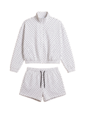 Polka Dot High Neck Zip Up Set