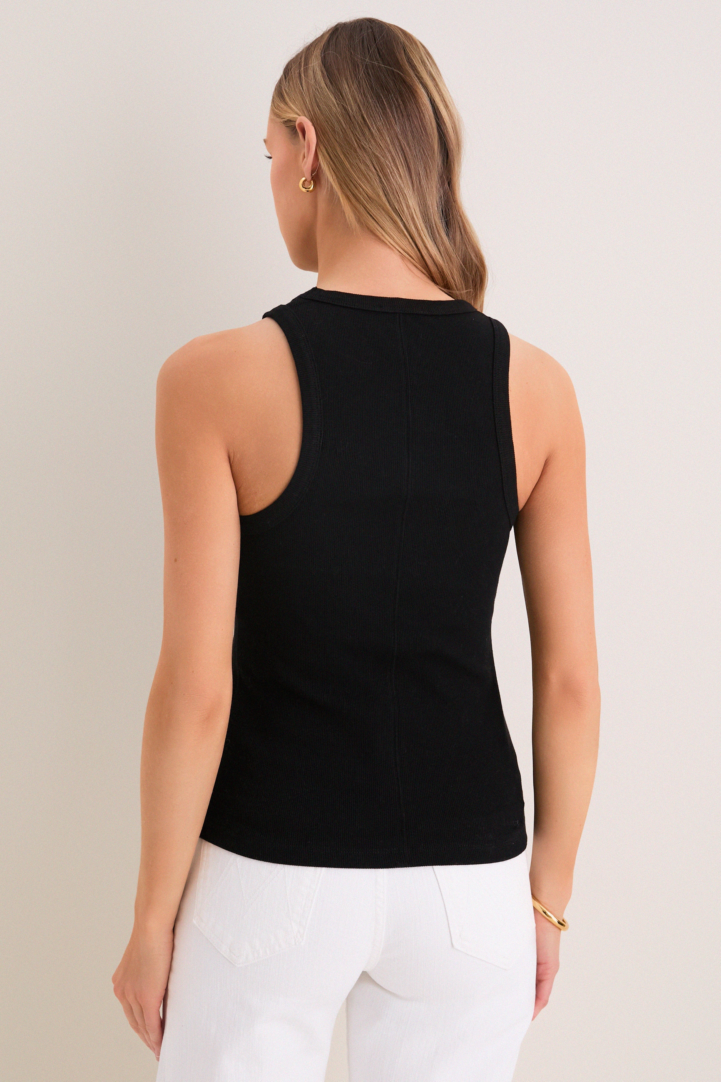 Black Foley Rib Racerback Tank