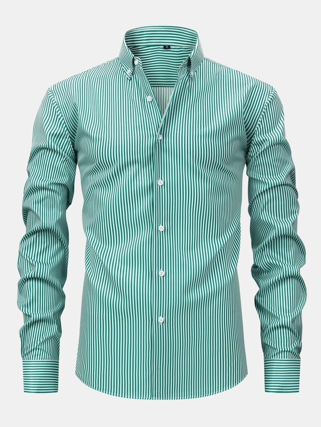 Long Sleeve Stripe Button Up Shirt & Slim Fit Tapered Trousers