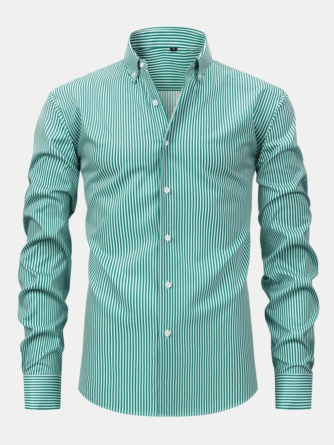 Long Sleeve Stripe Button Up Shirt & Slim Fit Tapered Trousers
