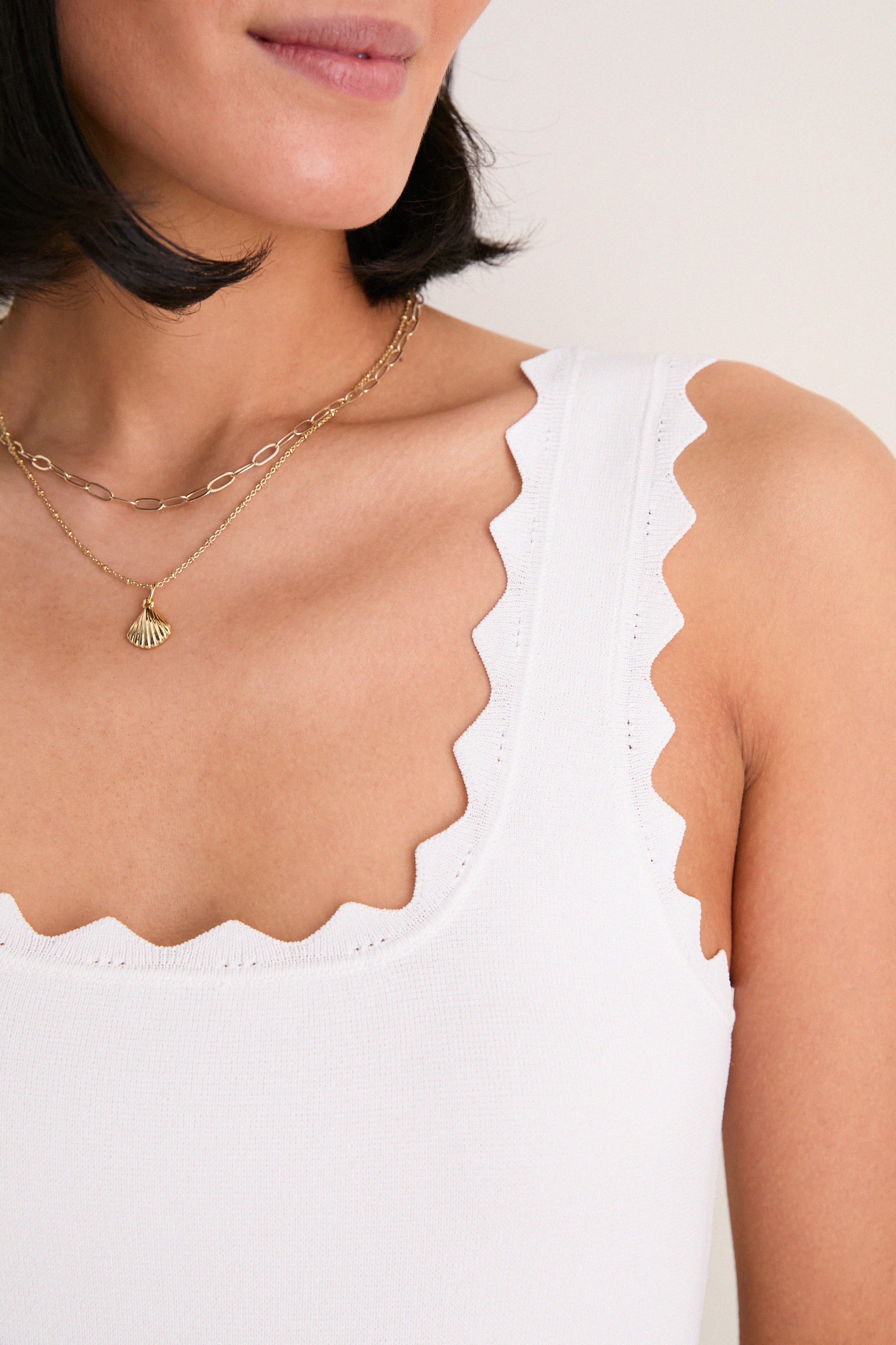 White Ric Rac Compression Tank