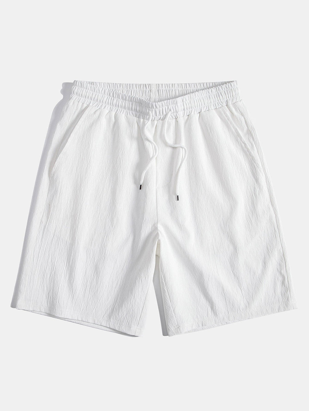 Geometric Jacquard Eyelet Cuban Shirt & Crinkled Textured Drawstring Shorts