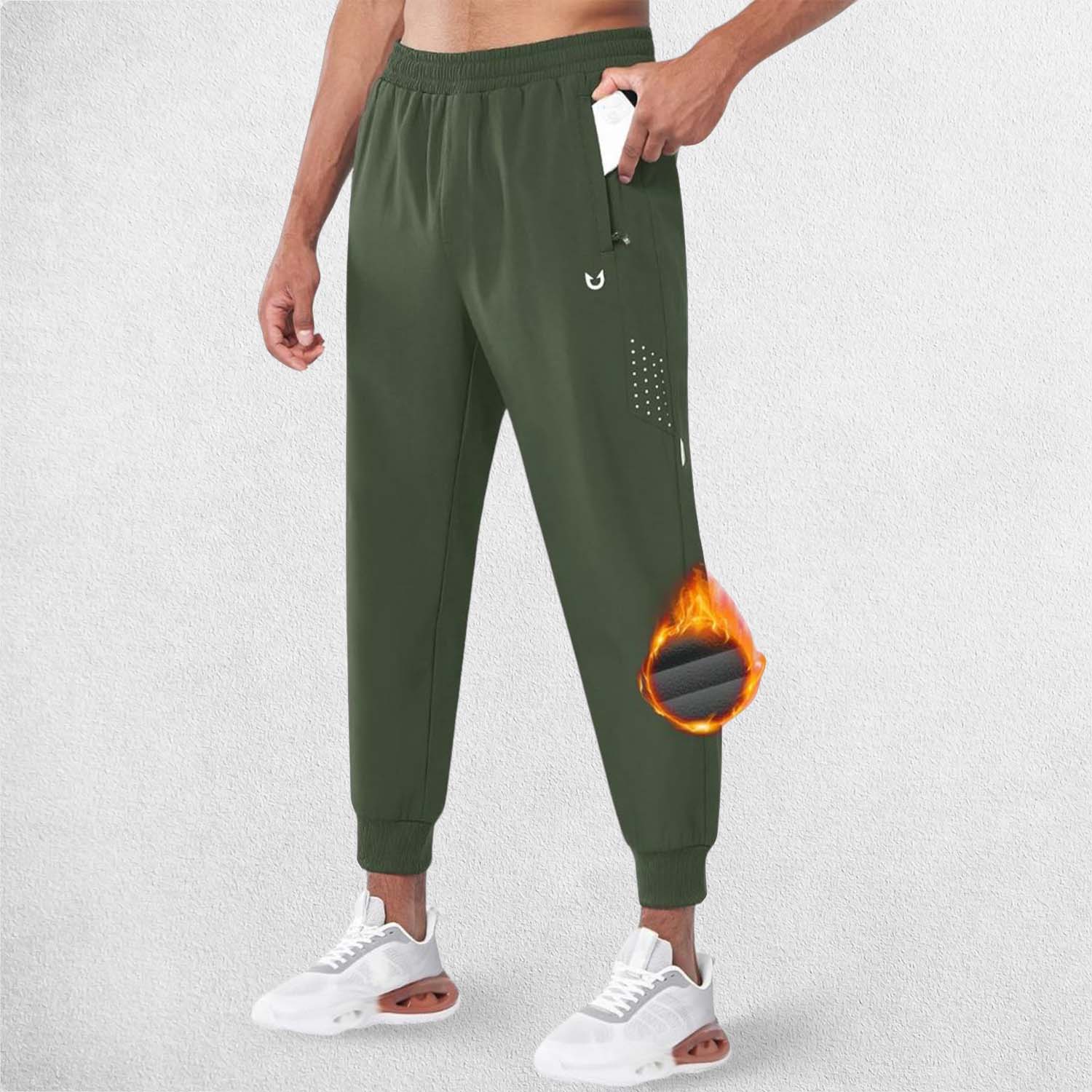 GPW Men's Fleece-Lined Winter Track Pants with Pockets