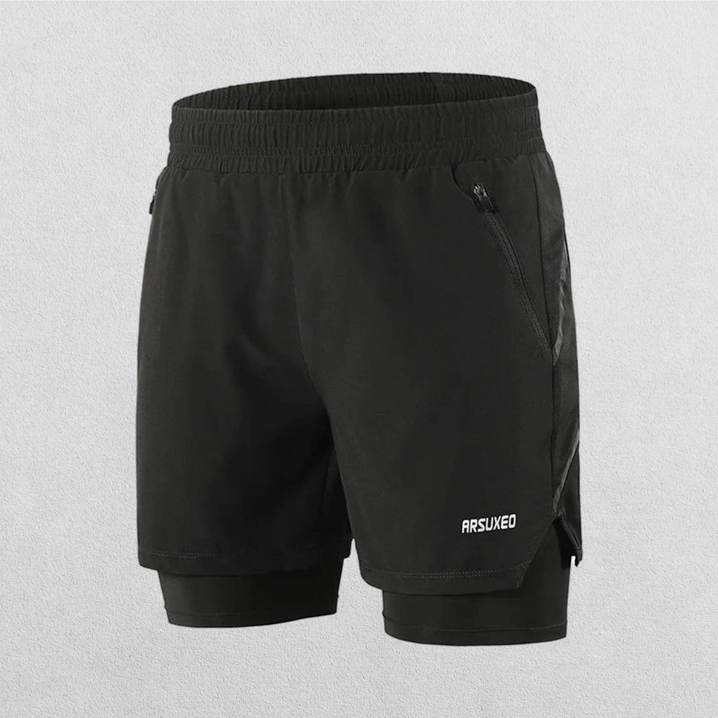 Men's 2-in-1 Breathable Gym Shorts with Zip Pockets