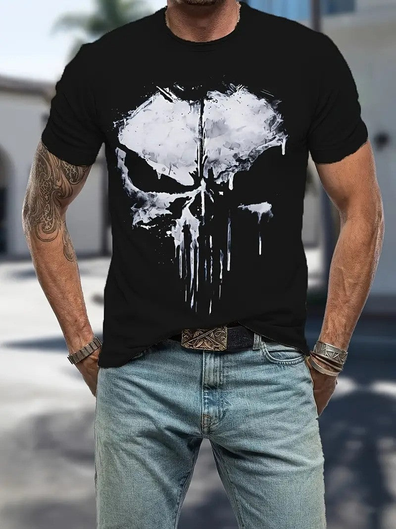 Men's Punisher Skull 3D Print Gym T-Shirt