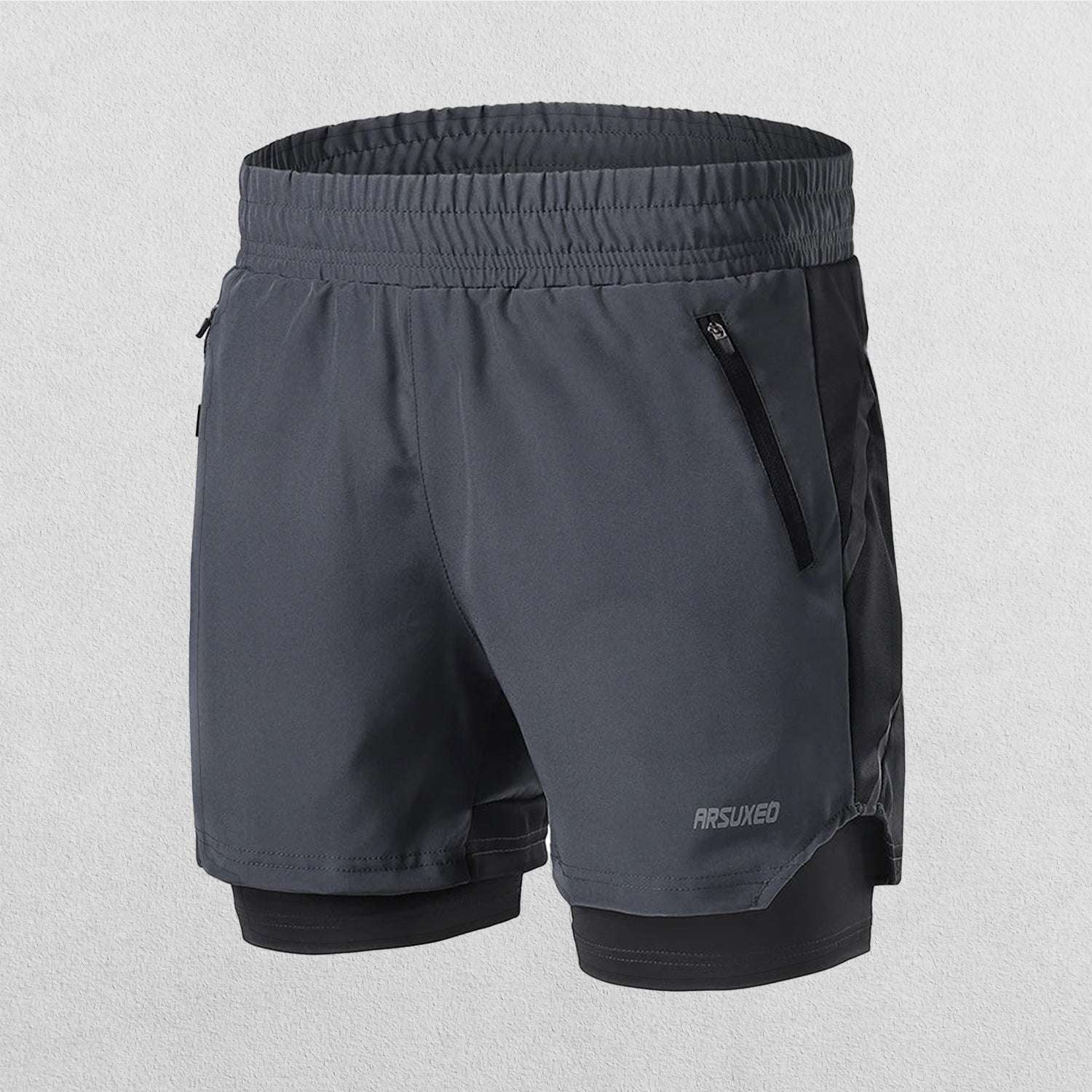 Men's 2-in-1 Breathable Gym Shorts with Zip Pockets