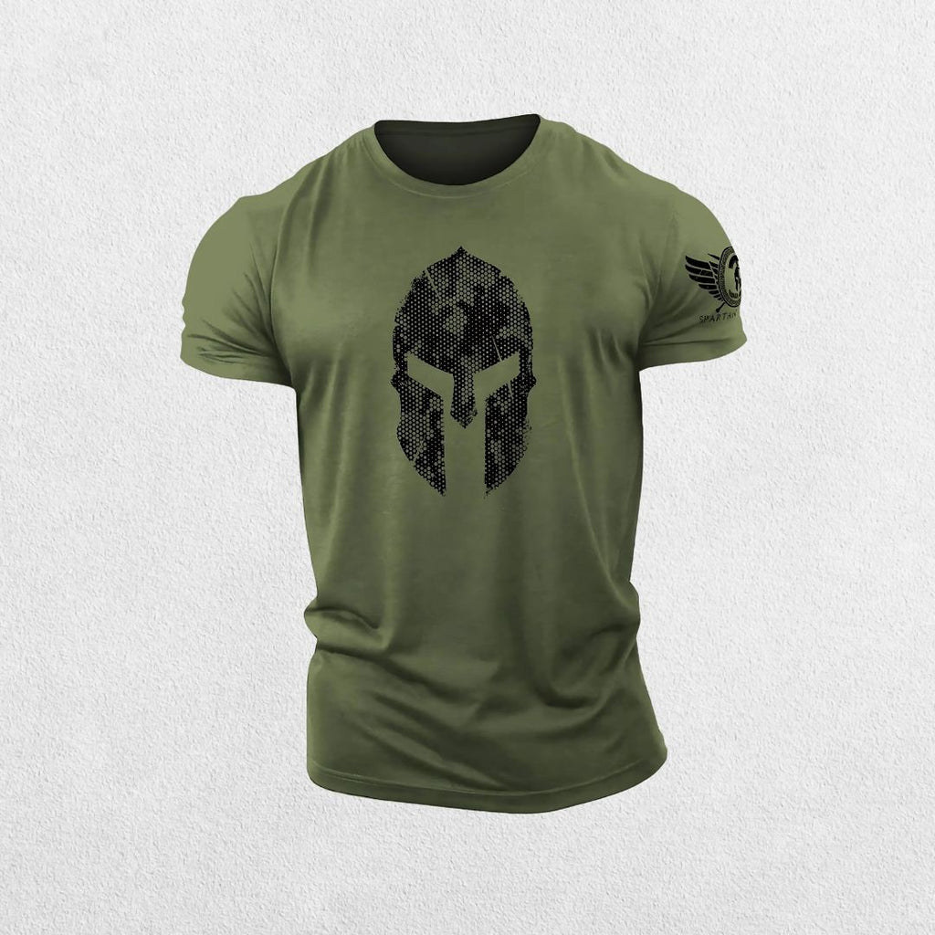 GPW Spartan Helmet 3D Print Camo Gym Tee