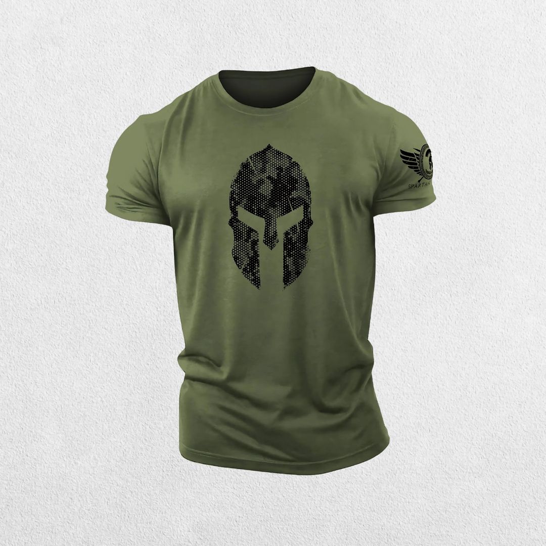 GPW Spartan Helmet 3D Print Camo Gym Tee