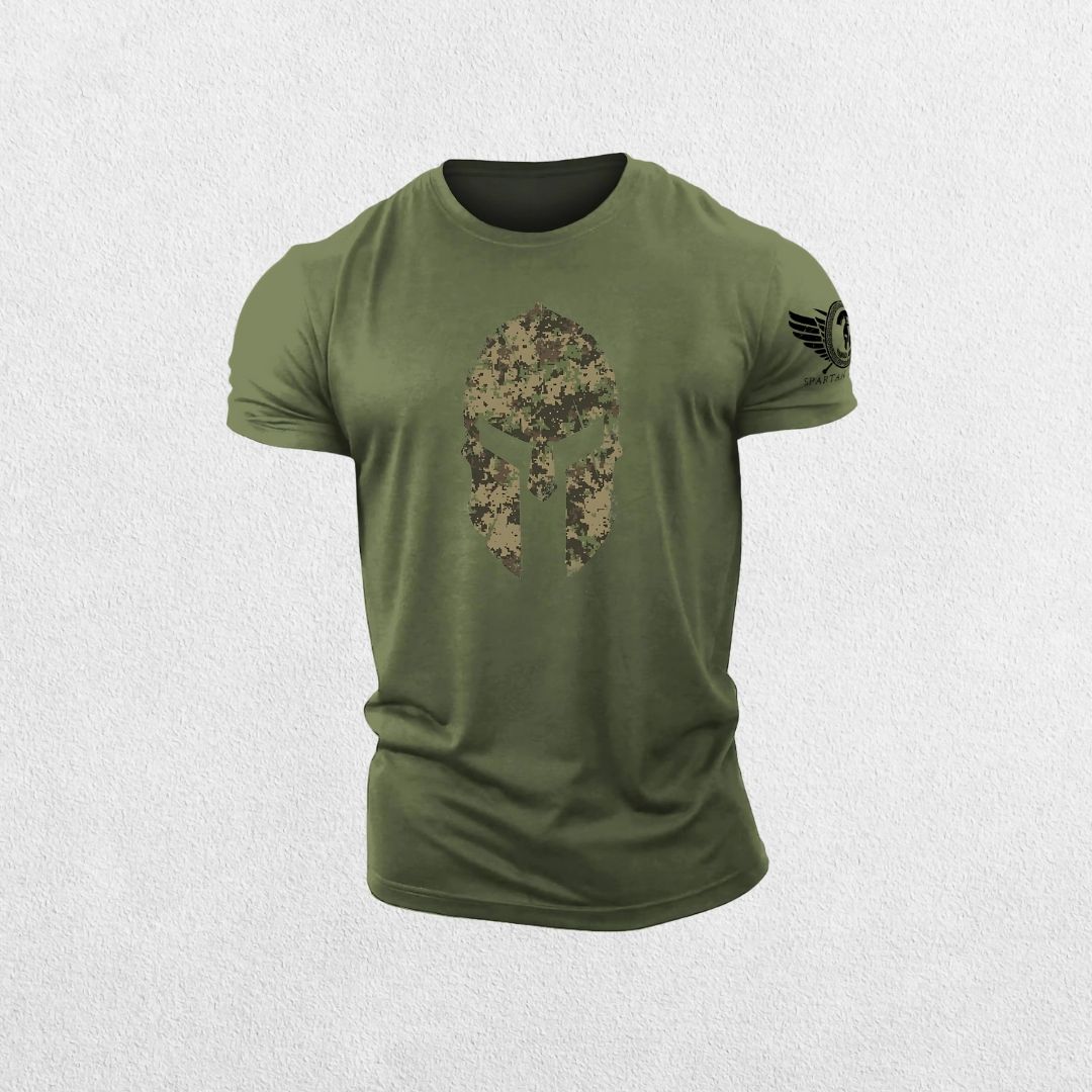 GPW Spartan Helmet 3D Print Camo Gym Tee