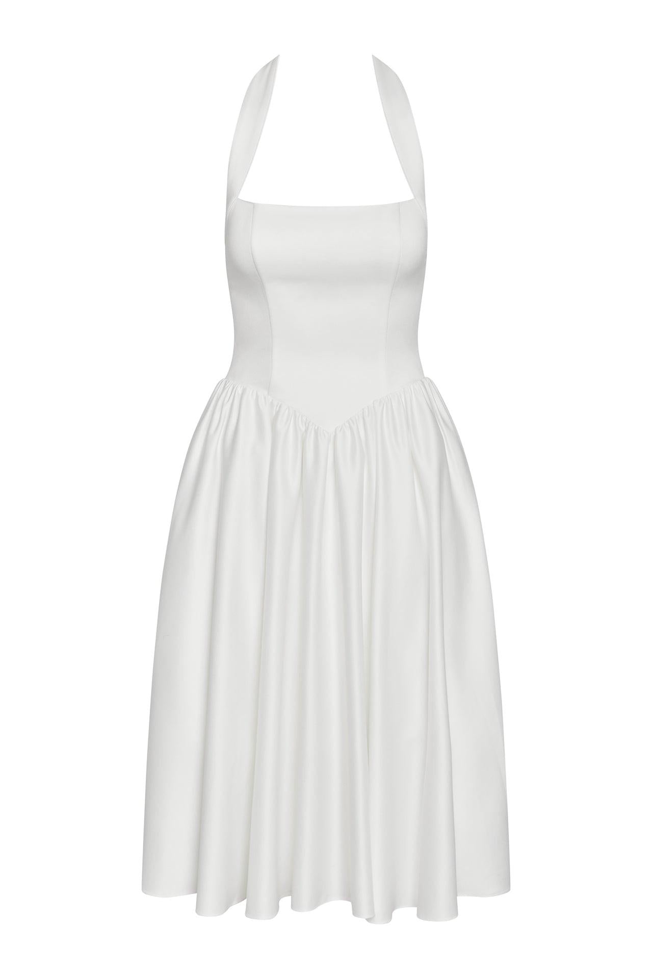 Hart Halter Corset Midi Dress - White