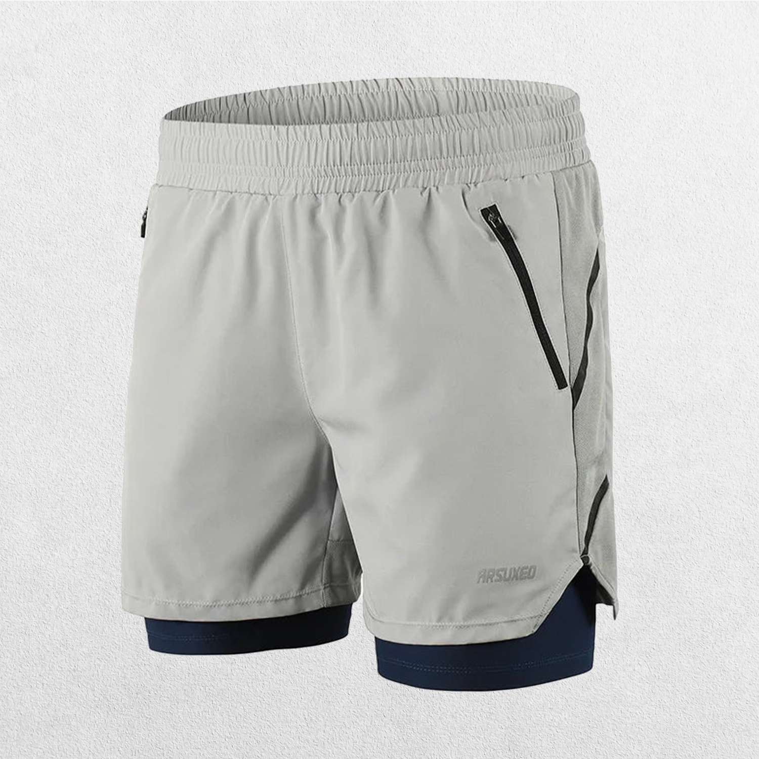 Men's 2-in-1 Breathable Gym Shorts with Zip Pockets