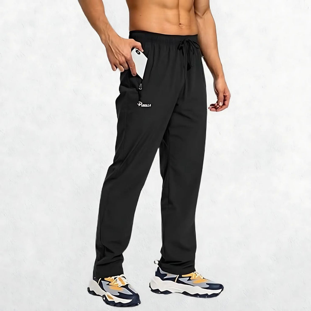 Men's Elastic-Waist Athletic Trousers with Zip Pockets
