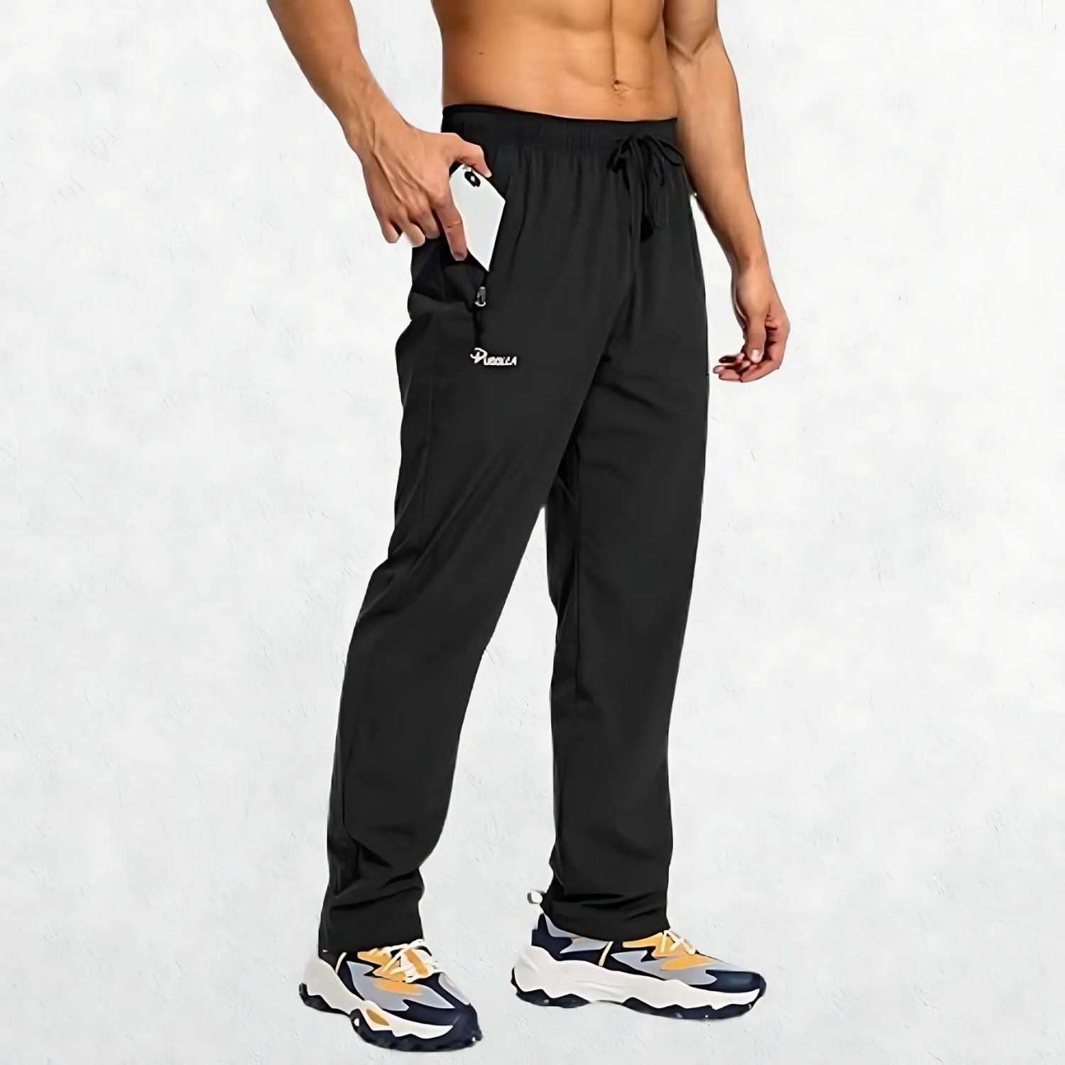 Men's Elastic-Waist Athletic Trousers with Zip Pockets