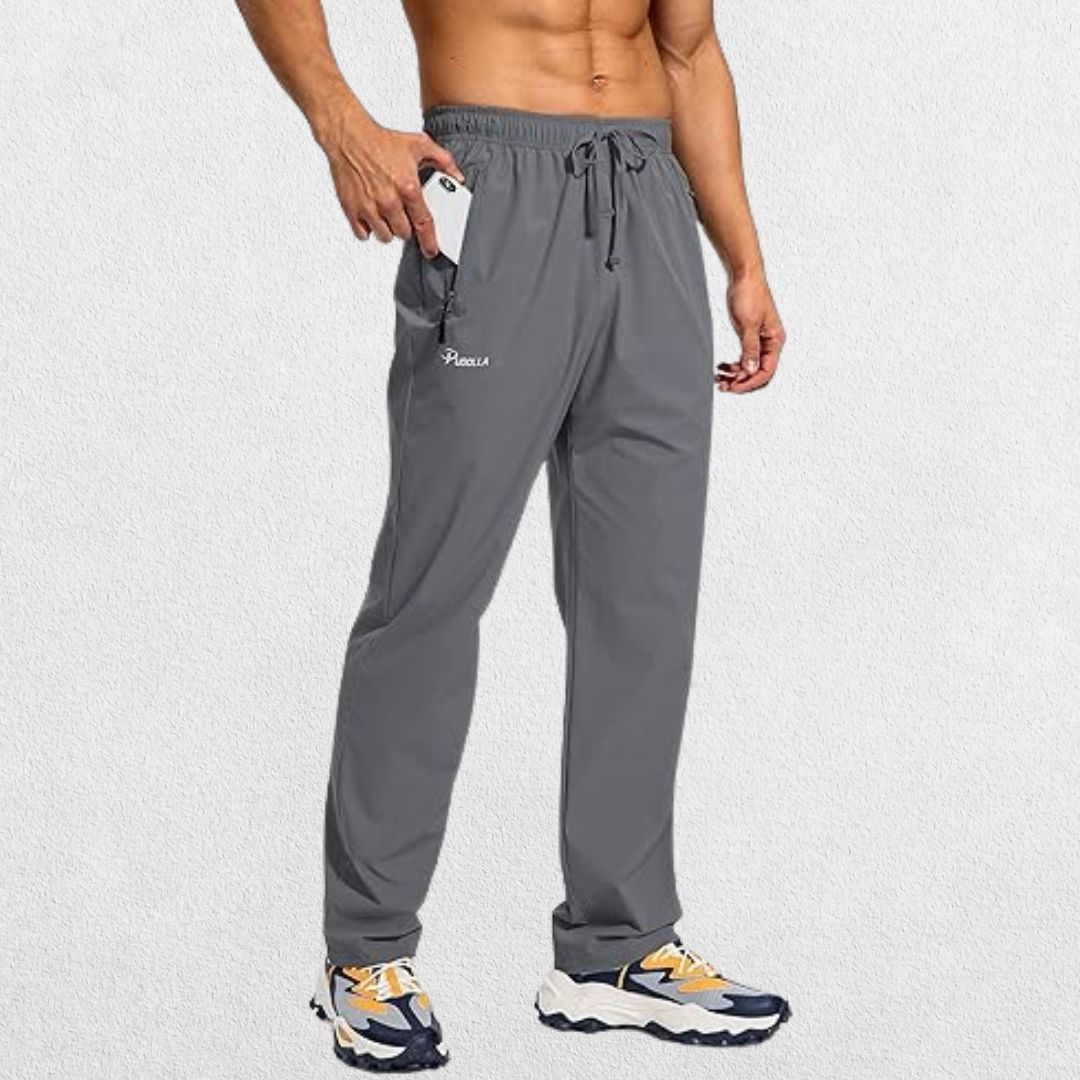 Men's Elastic-Waist Athletic Trousers with Zip Pockets