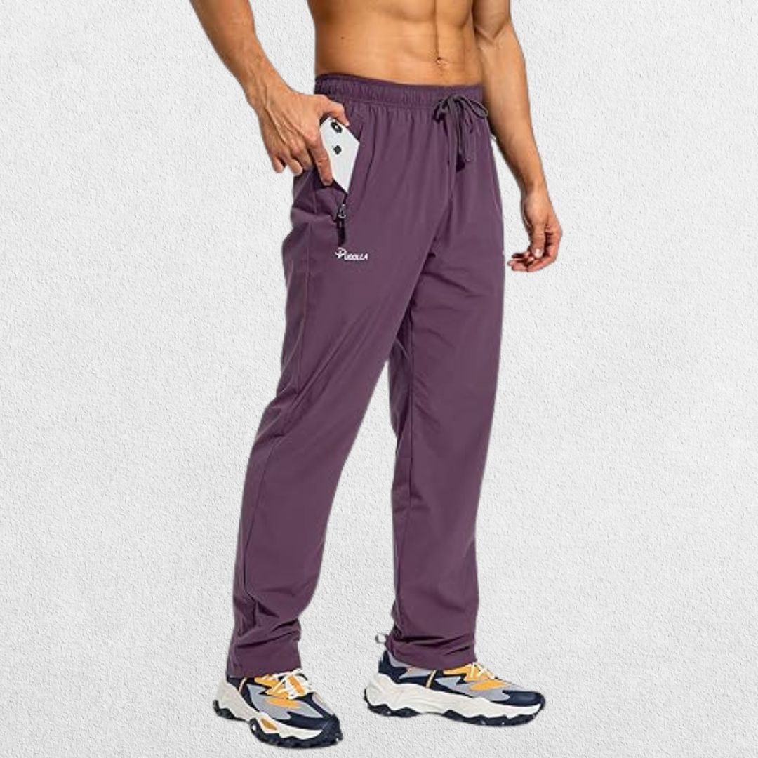Men's Elastic-Waist Athletic Trousers with Zip Pockets