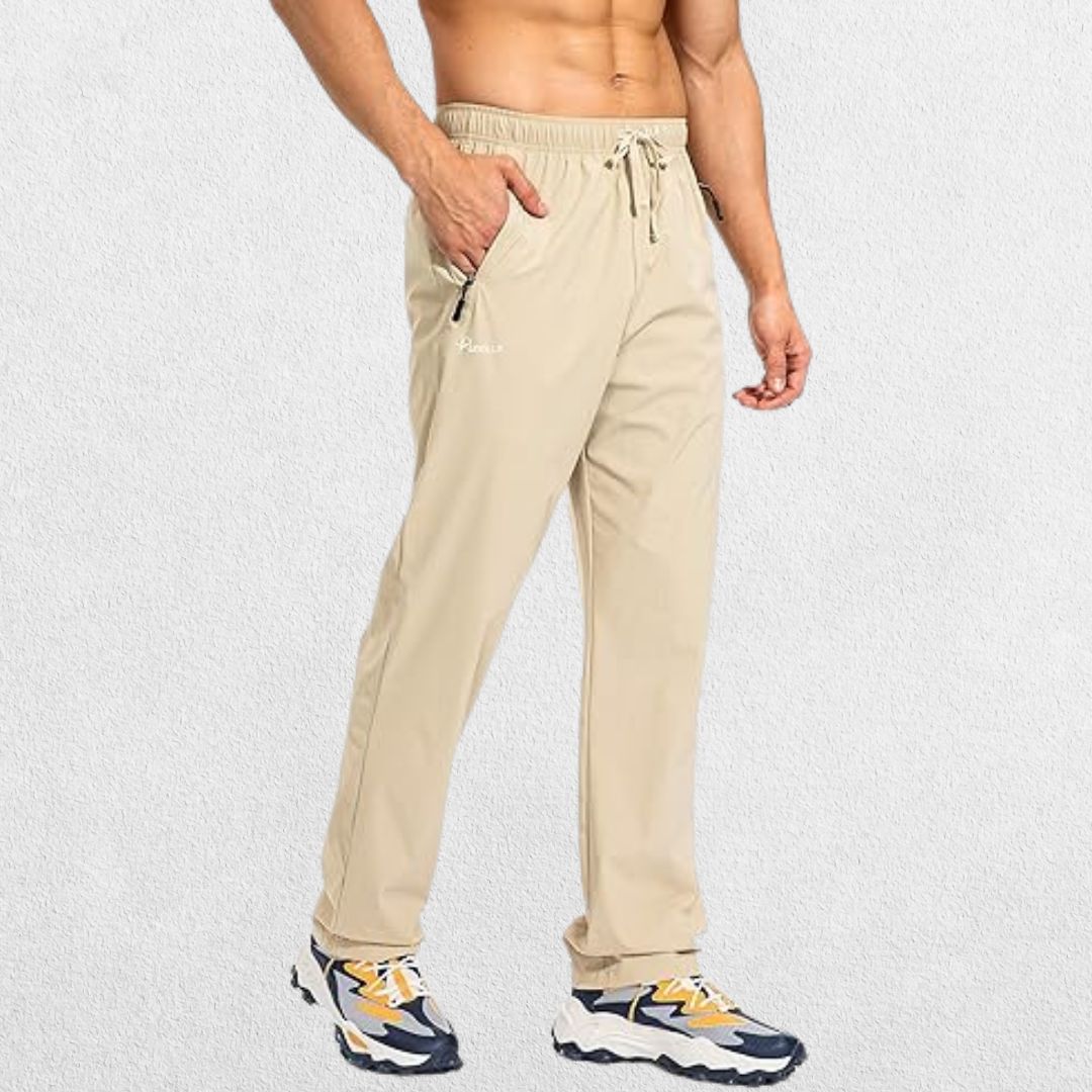 Men's Elastic-Waist Athletic Trousers with Zip Pockets