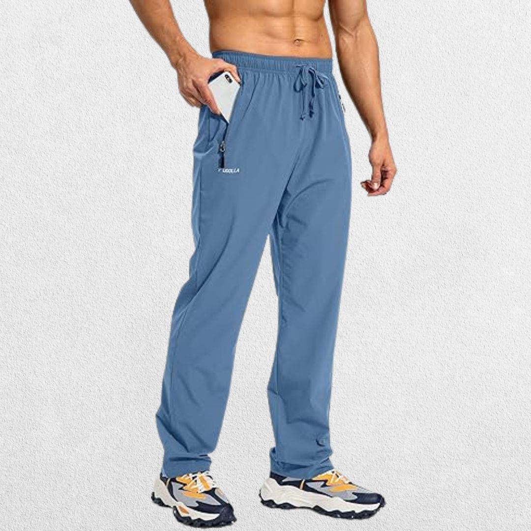Men's Elastic-Waist Athletic Trousers with Zip Pockets