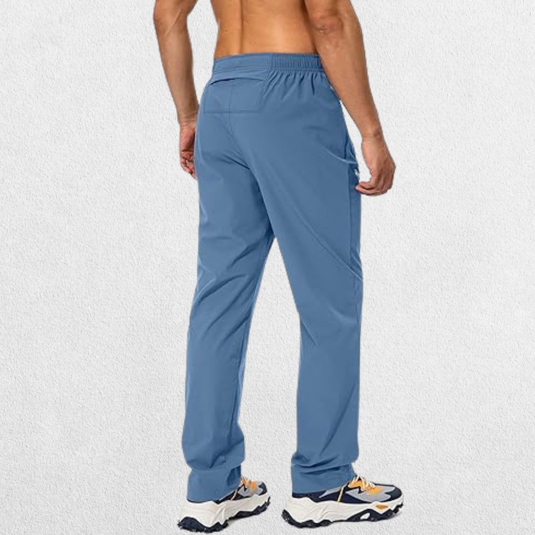 Men's Elastic-Waist Athletic Trousers with Zip Pockets