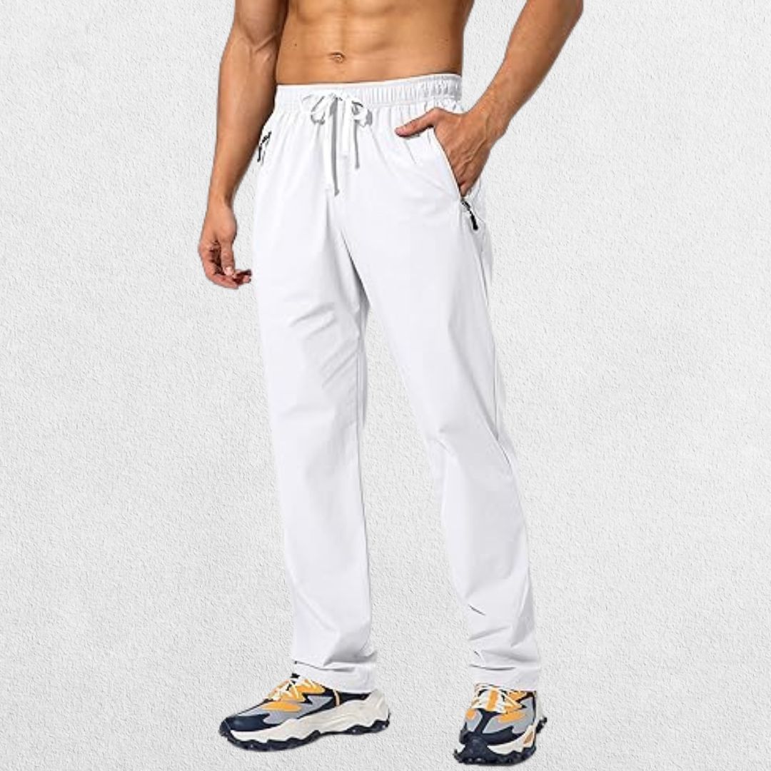Men's Elastic-Waist Athletic Trousers with Zip Pockets