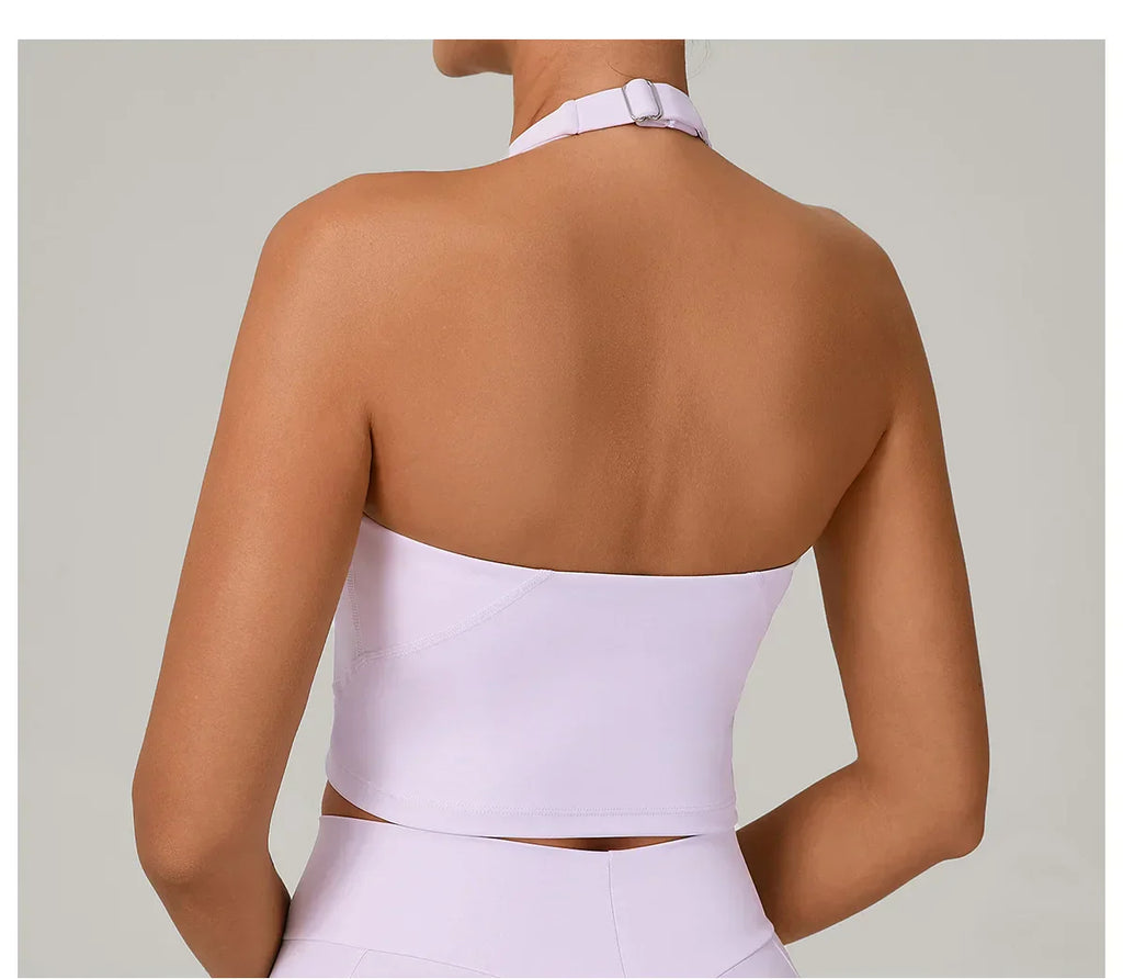 Halter High-Support Sports Bra - Open-Back Push-Up