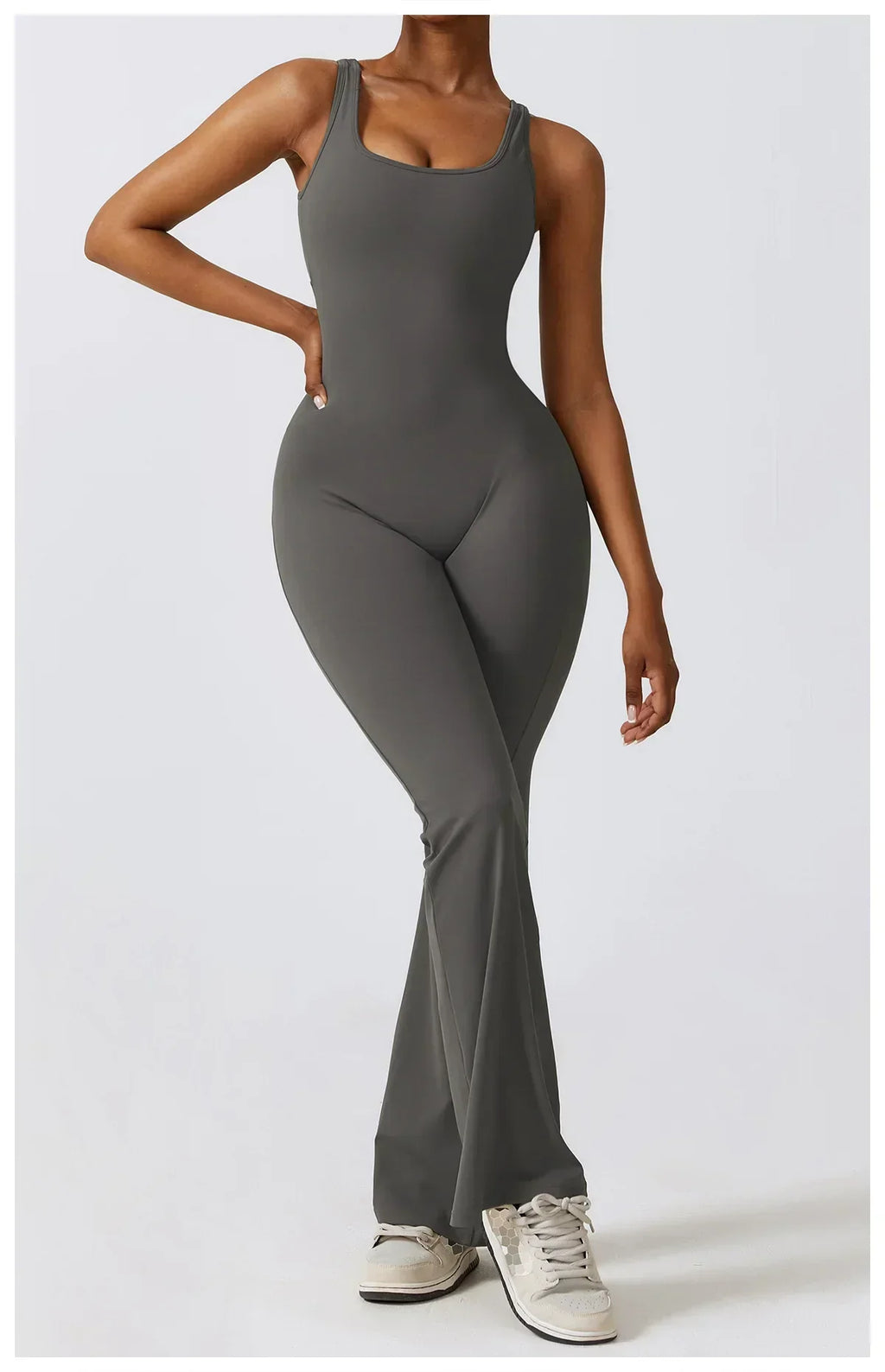 One-Piece Stretch Bodysuit - Women's Push-Up Workout Jumpsuit