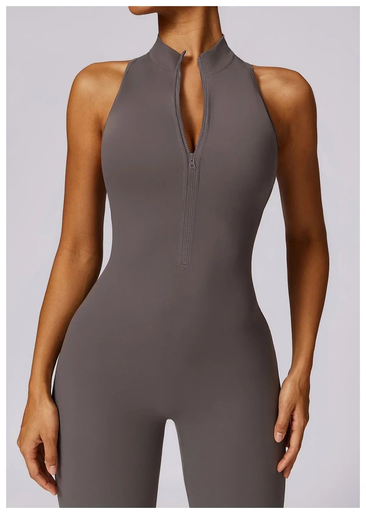 Zip-Front Yoga Jumpsuit - Women's Pilates & Gym Overalls