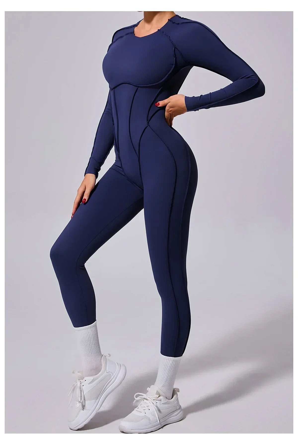 Long Sleeve Overalls Romper - Women's Running & Gym Jumpsuit