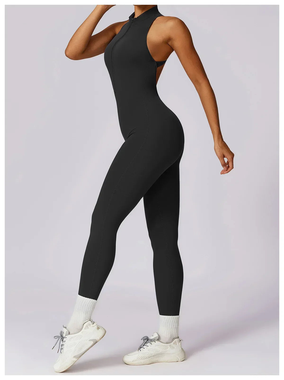 Zip-Front Yoga Jumpsuit - Women's Pilates & Gym Overalls