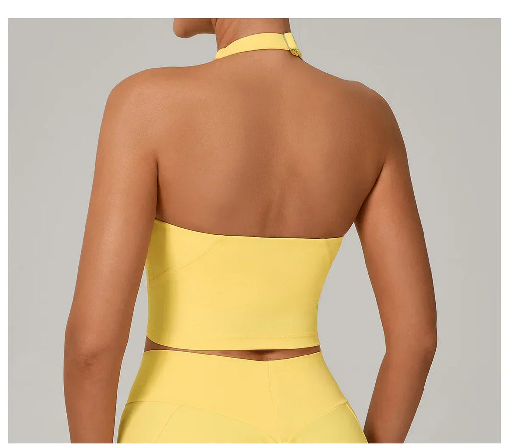 Halter High-Support Sports Bra - Open-Back Push-Up