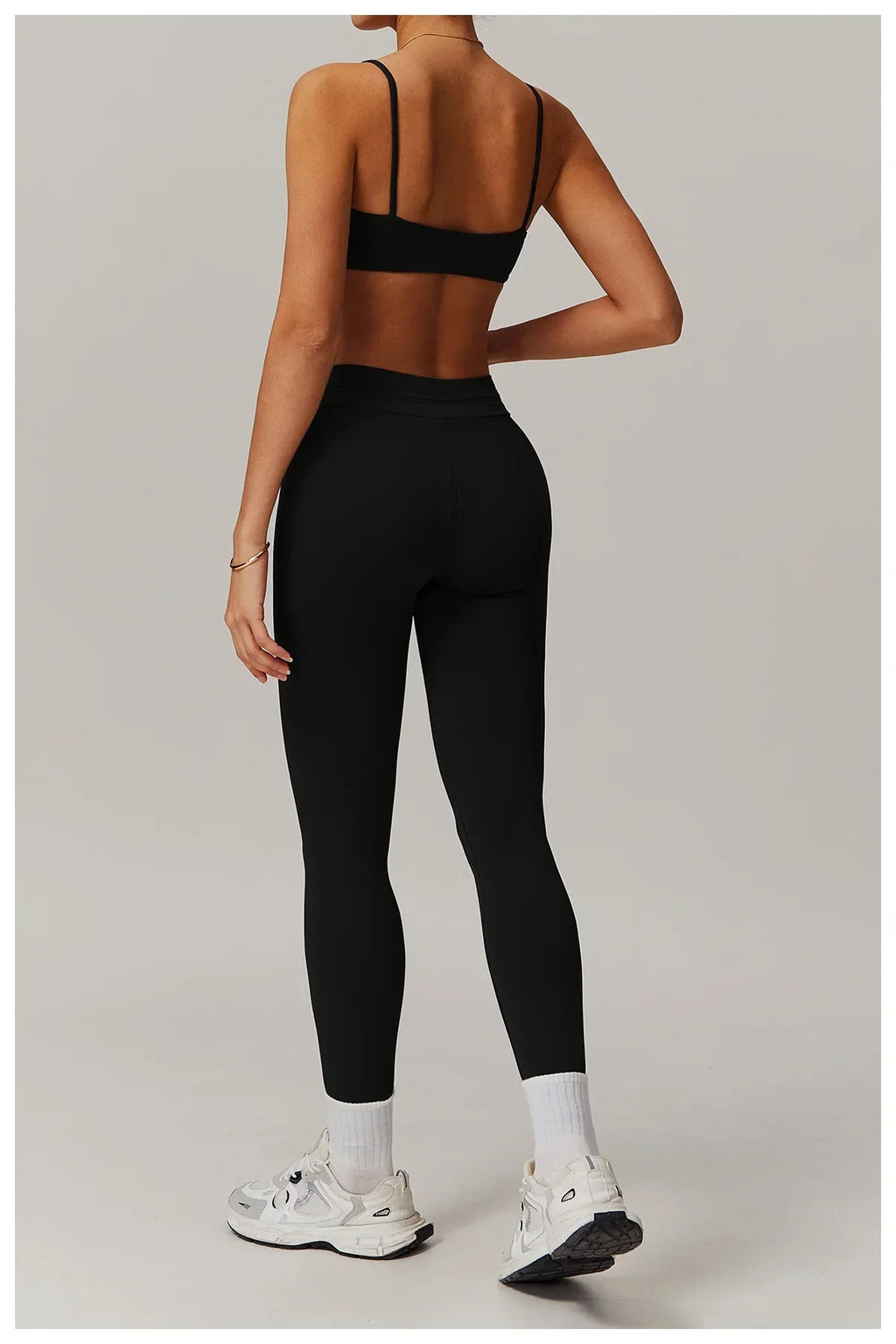 High-Waist Strap Leggings - Push-Up Stretch Gym Tights