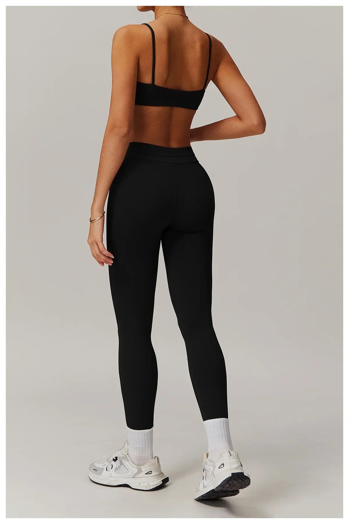 High-Waist Strap Leggings - Push-Up Stretch Gym Tights