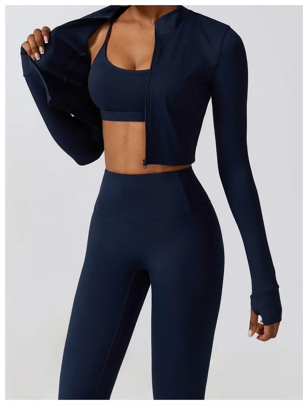 2/3-Piece Activewear Set - Leggings, Bra & Long Sleeve Top