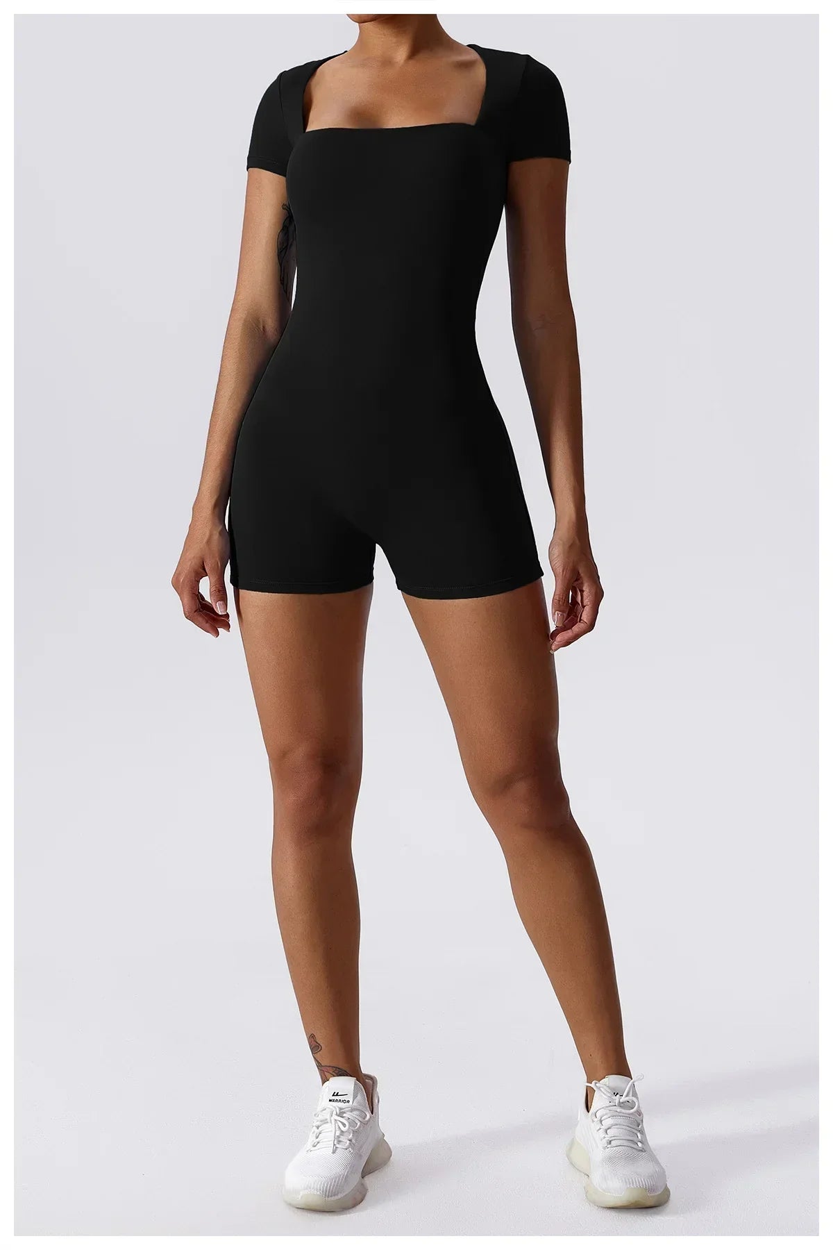 Short Sleeve One-Piece Yoga Suit - Women's Push-Up Bodysuit