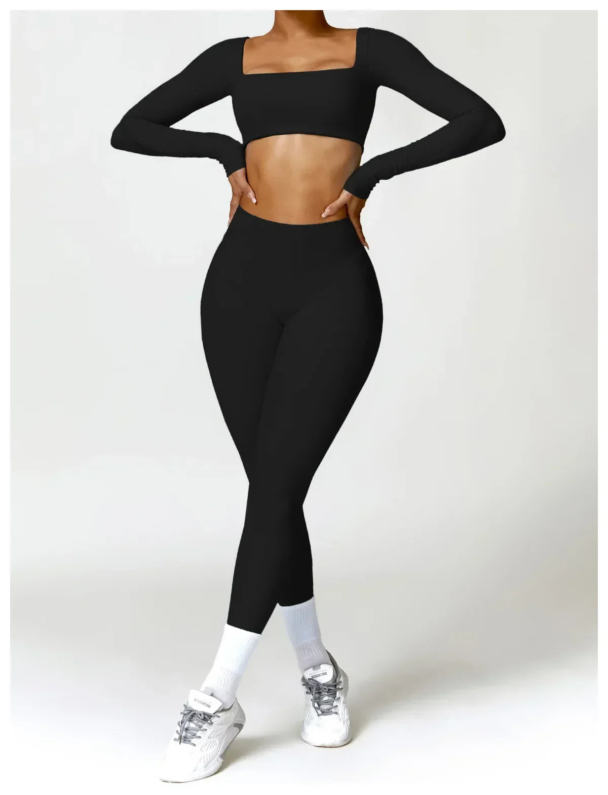 2-Piece Legging & Long Sleeve Set - Women's Yoga Tracksuit