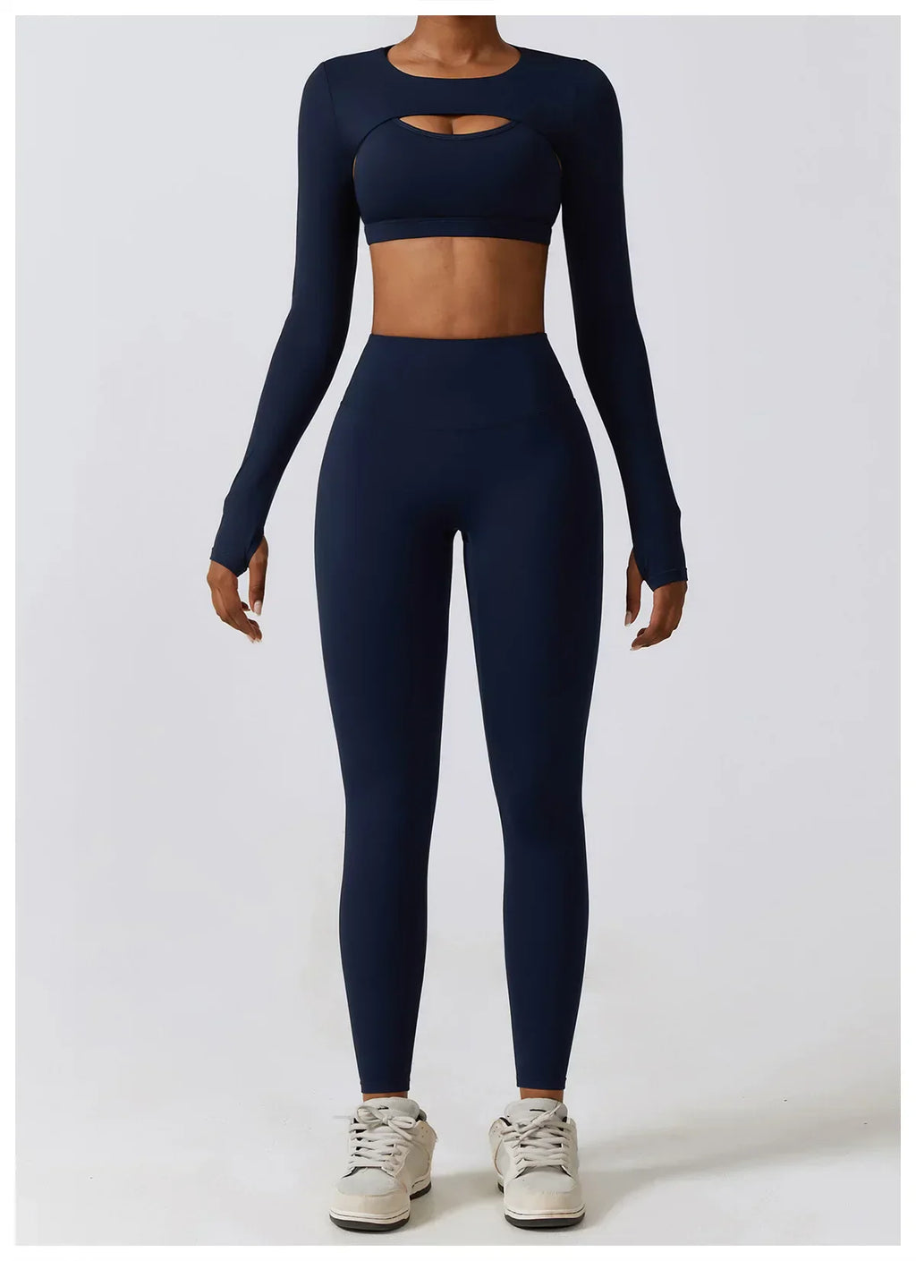 2/3-Piece Activewear Set - Leggings, Bra & Long Sleeve Top