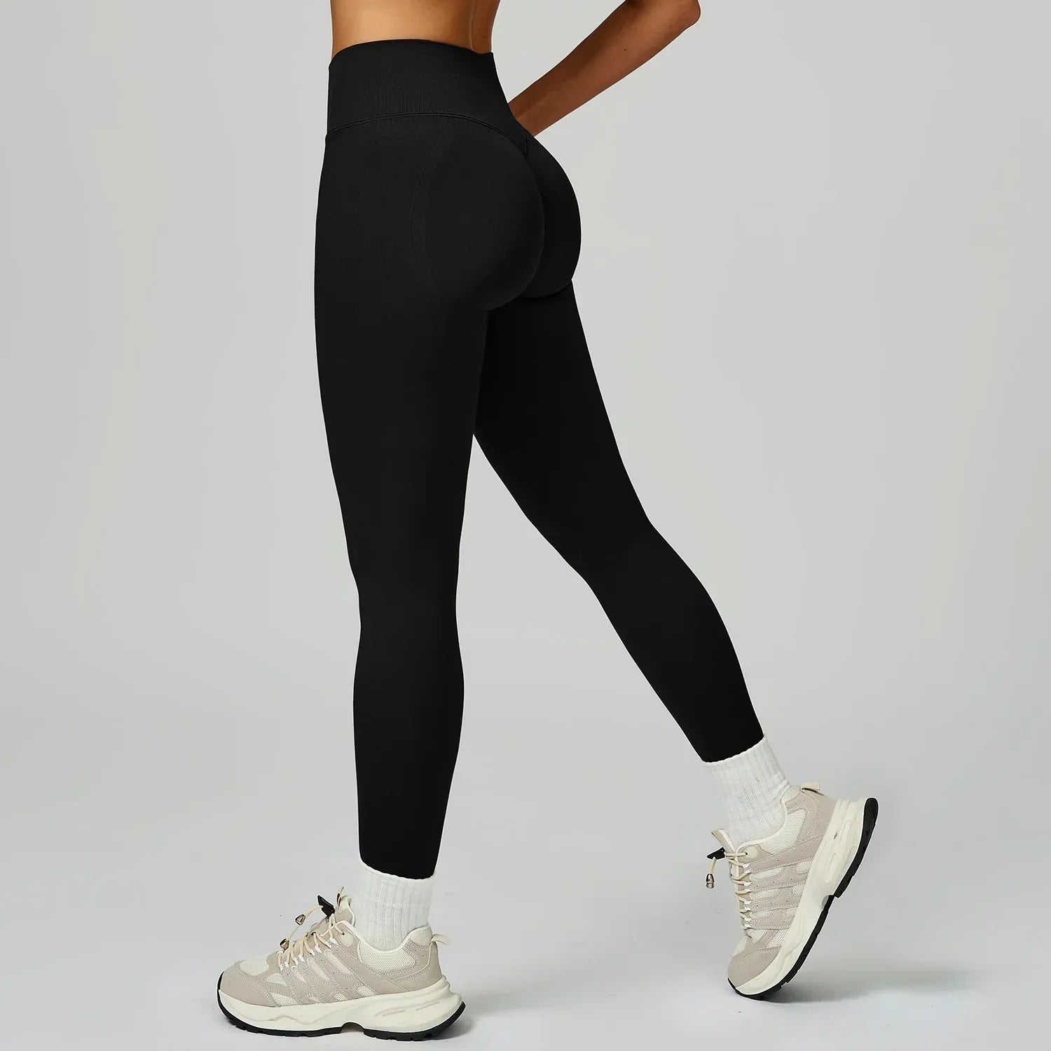 Seamless High-Waist Leggings - Breathable Yoga & Running Tights