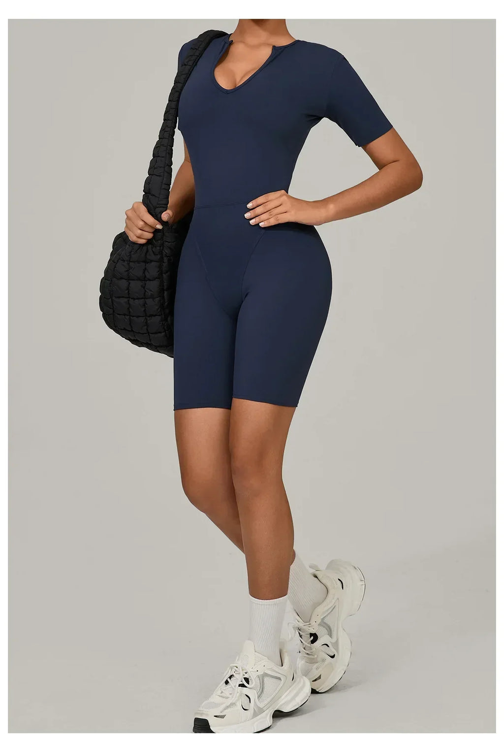 Short Sleeve Summer Romper - Women's Push-Up Yoga Bodysuit
