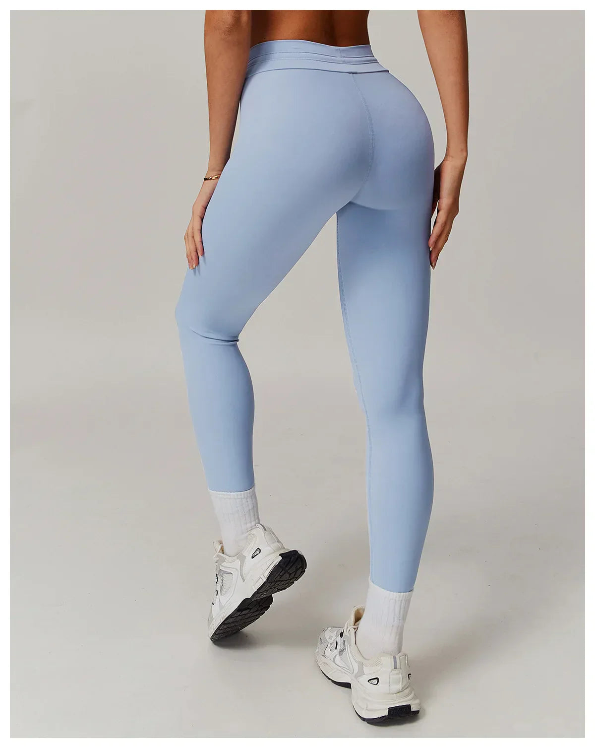 High-Waist Strap Leggings - Push-Up Stretch Gym Tights