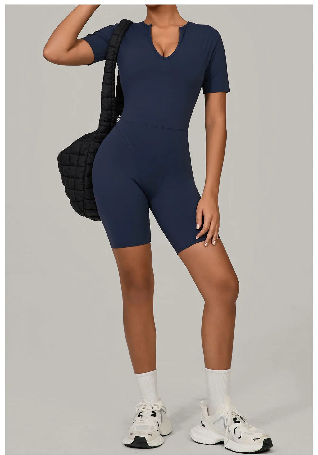 Short Sleeve Summer Romper - Women's Push-Up Yoga Bodysuit