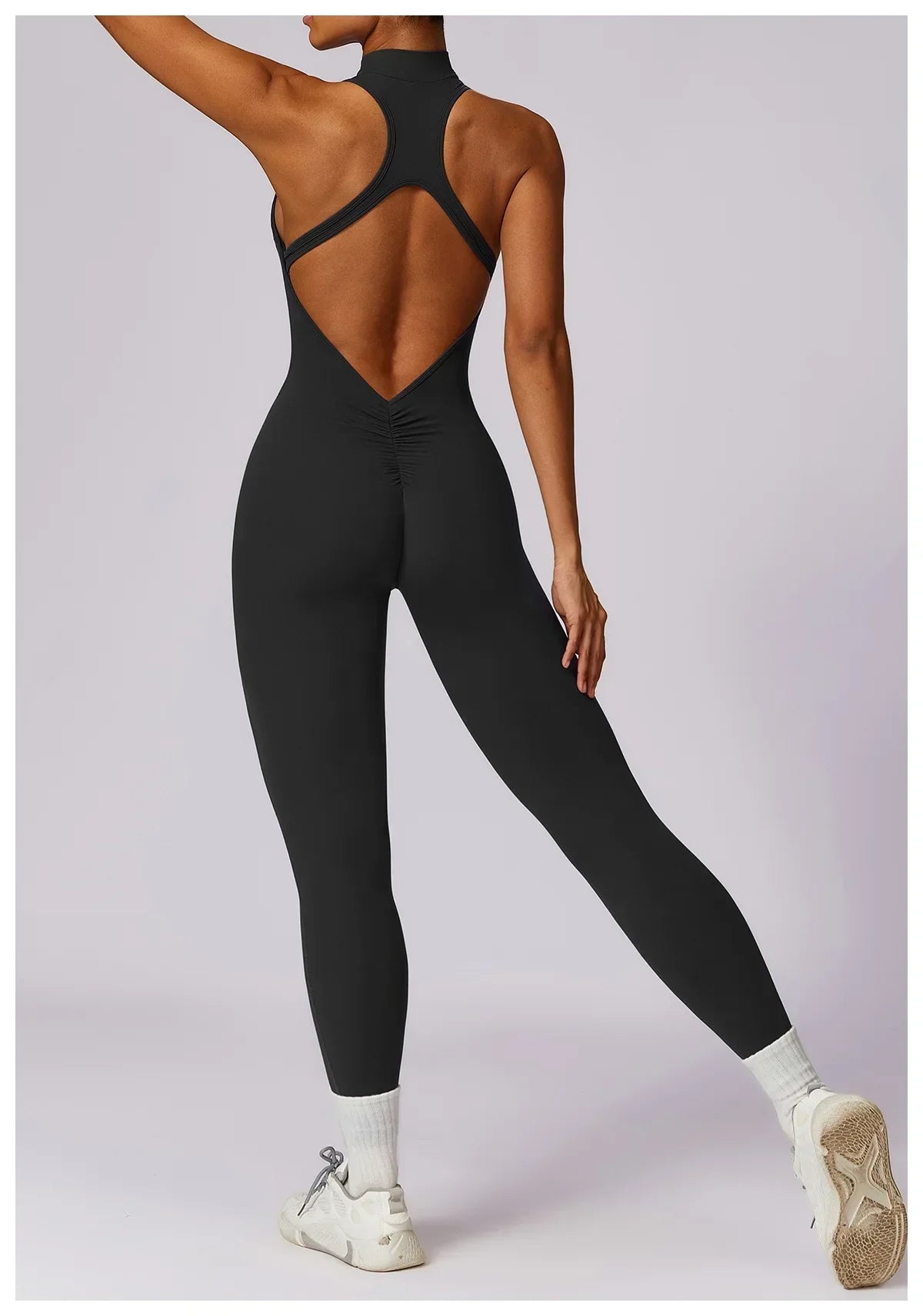 Zip-Front Yoga Jumpsuit - Women's Pilates & Gym Overalls