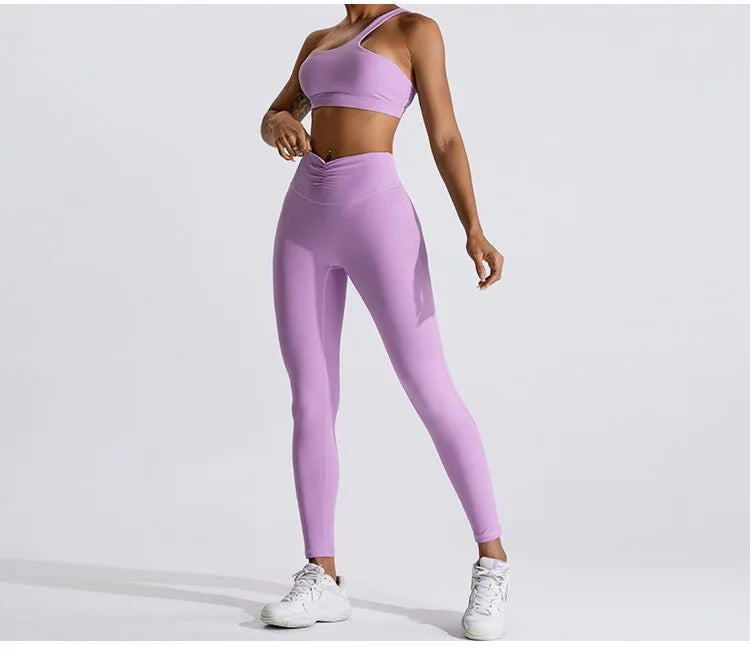 One-Shoulder Sports Bra - Women's High-Support Yoga Vest