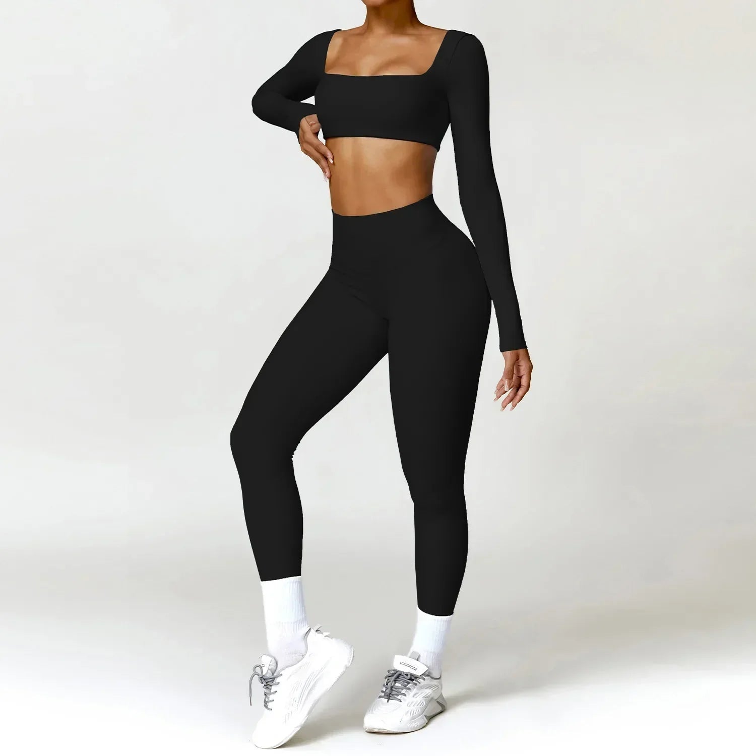 2-Piece Legging & Long Sleeve Set - Women's Yoga Tracksuit