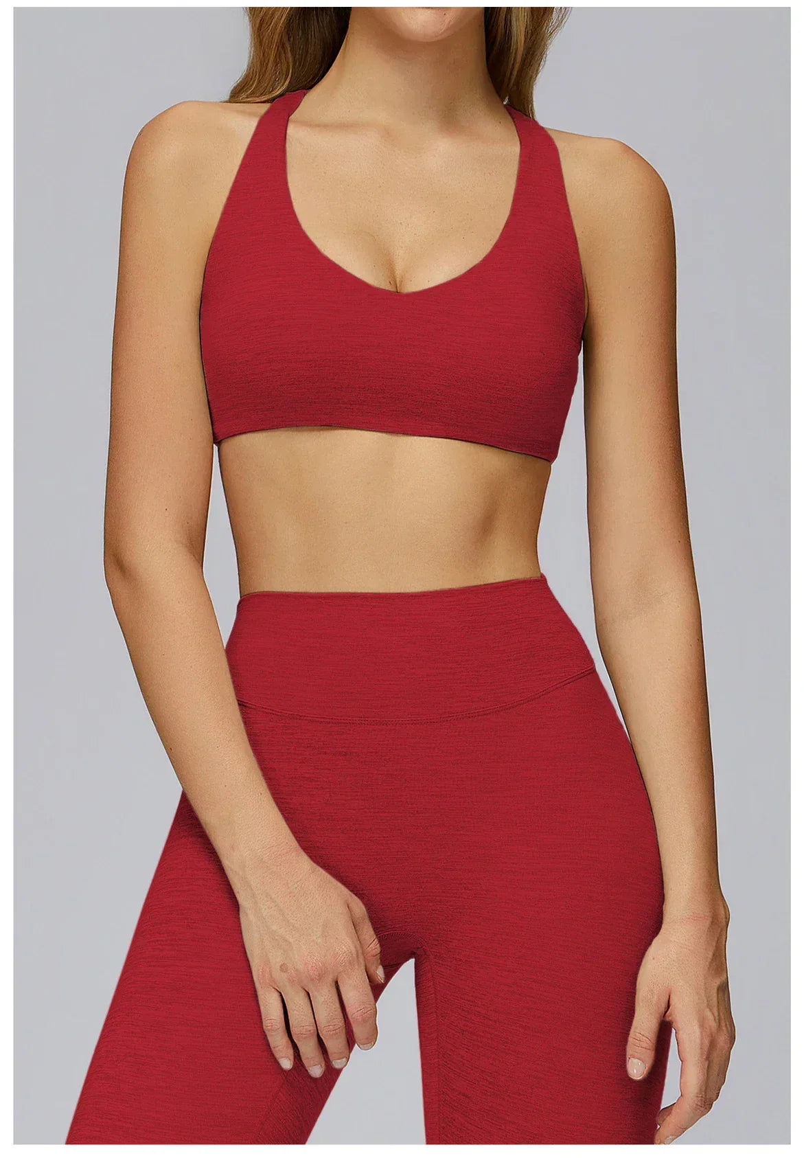 V-Neck Sports Bra with Removable Pads - Quick-Dry Push-Up